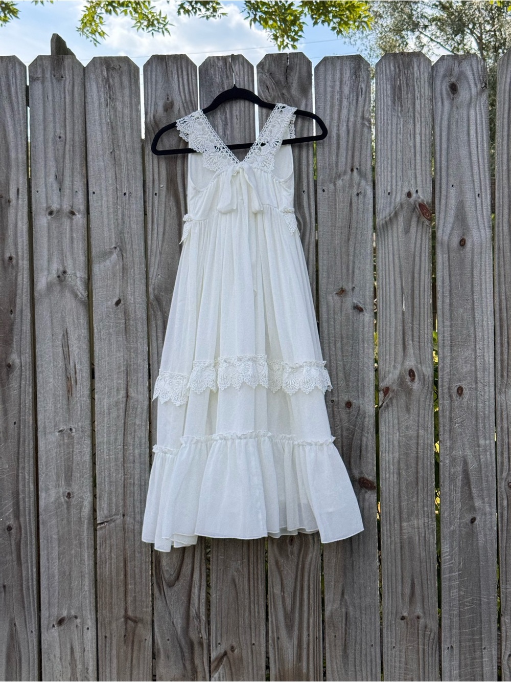 Flower girl bohemian fairycore white lace maxi dress - Picture 6 of 7